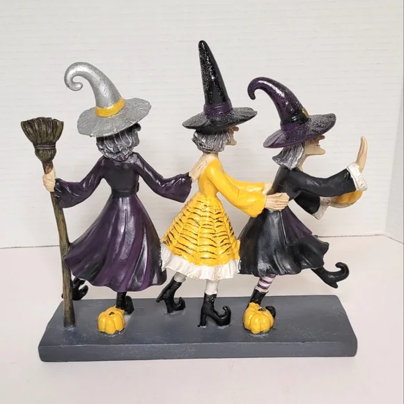 Witches Three Whimsical Statue Vintage Halloween Decor